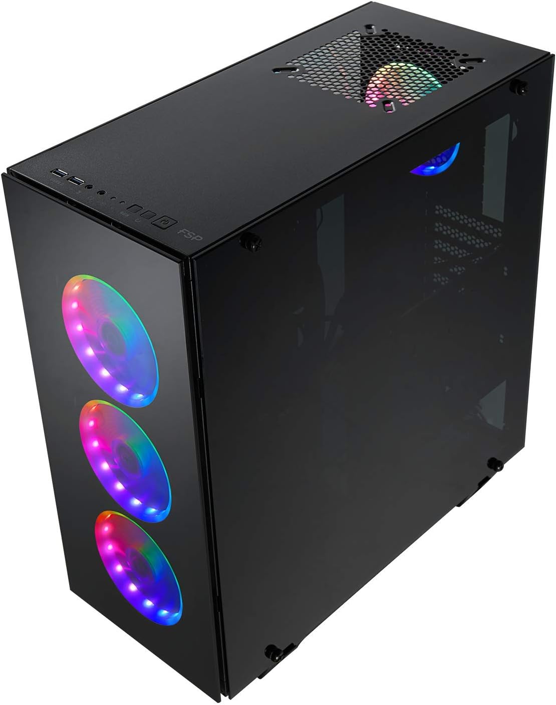 ATX Mid Tower PC Gaming Case with 3 Tempered Glass Panels and 4 ARGB Fans N5681