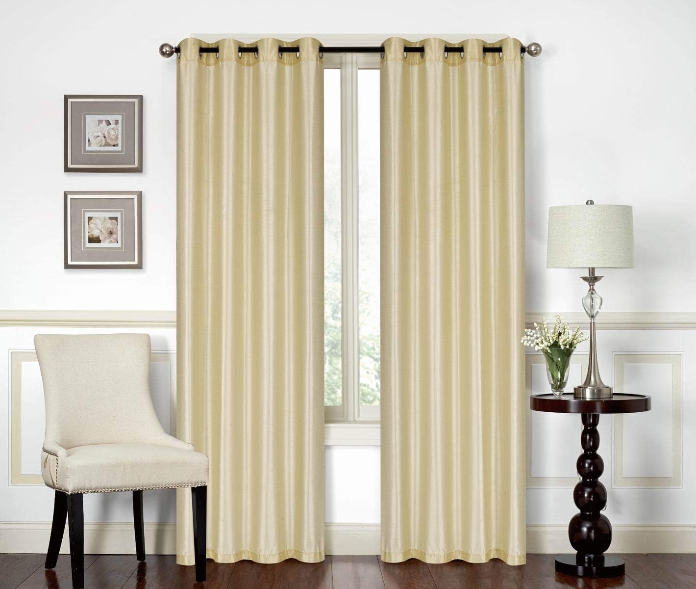 Red Solid Faux Silk Double Waterfall Valance with Tails B365368