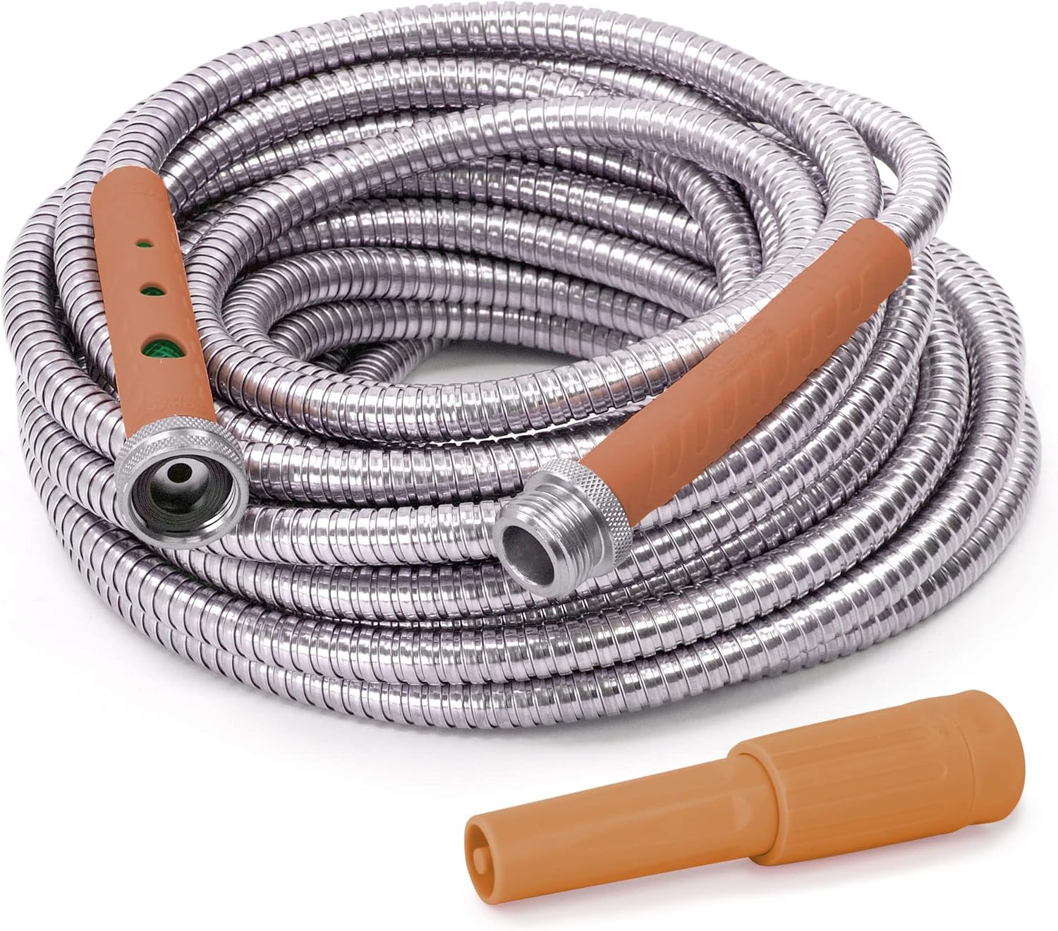 75' Lightweight 304 Stainless Steel Garden Hose with Adjustable Spray Nozzle, Red, Pack of 2 Y81903