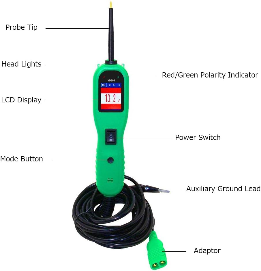 12V-24V Circuit Tester Probe Kit with LED Flashlight T25258