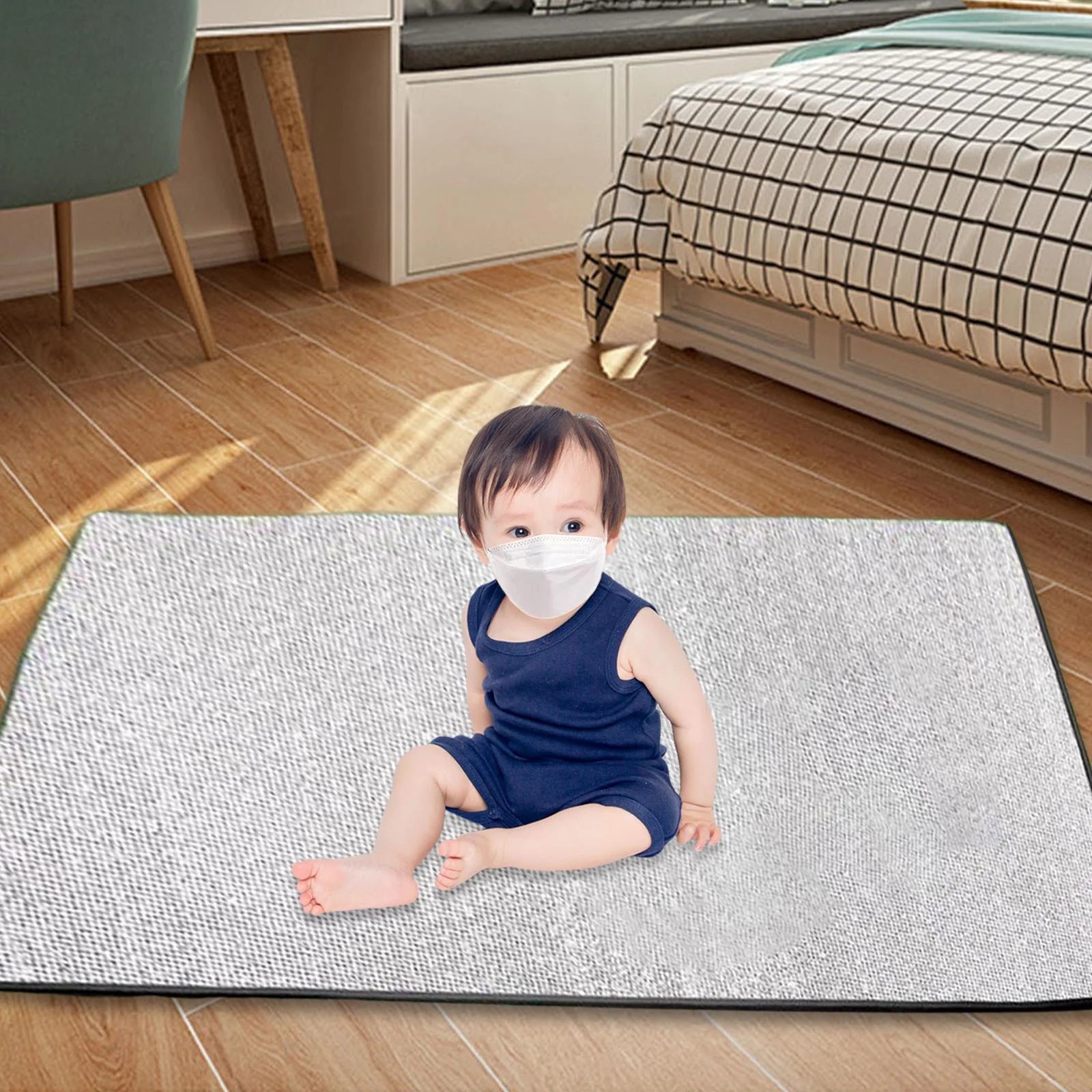 Camping Mat Aluminum Foil Sleeping Mattress Pad Waterproof Folding Insulation Foam Sleeping Mat 200cmx300cmx0.5cm C296521