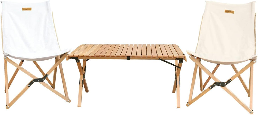 Solid Wood Folding Camping Table and Chair Set (Beech) P491136