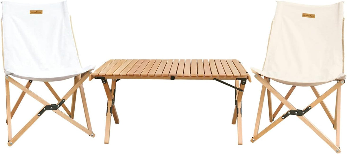 Solid Wood Folding Camping Table and Chair Set (Beech) P491136