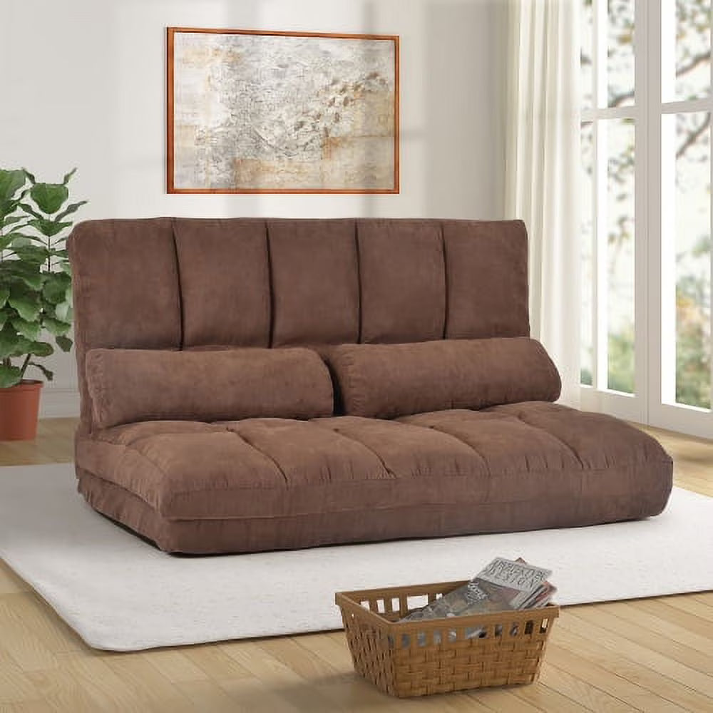 Brown Adjustable Backrest Double Chaise Lounge Sofa V176