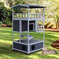 Gray Solid Wood Cat Condo with Litter Box Space J8661