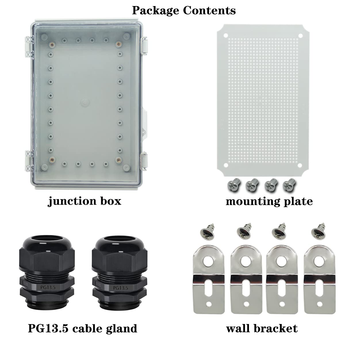 IP67 Waterproof Hinged Clear Cover Plastic Enclosure with Mounting Plate, Pack of 2 Y169