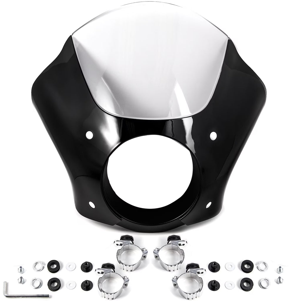 Black & Clear Quarter Fairing Windshield Kit with Fork Mounting Hardware Q818