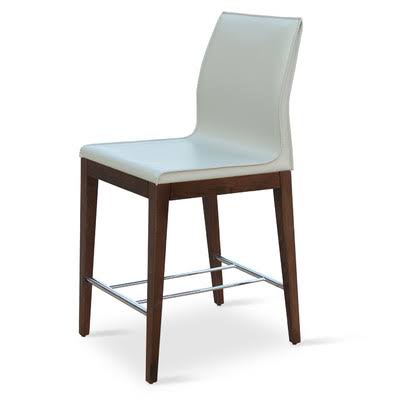 Walnut Bar Stool Base with Bone Upholstery Z270100
