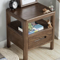 Walnut Color Solid Wood Nightstand with 1 Drawer W5111