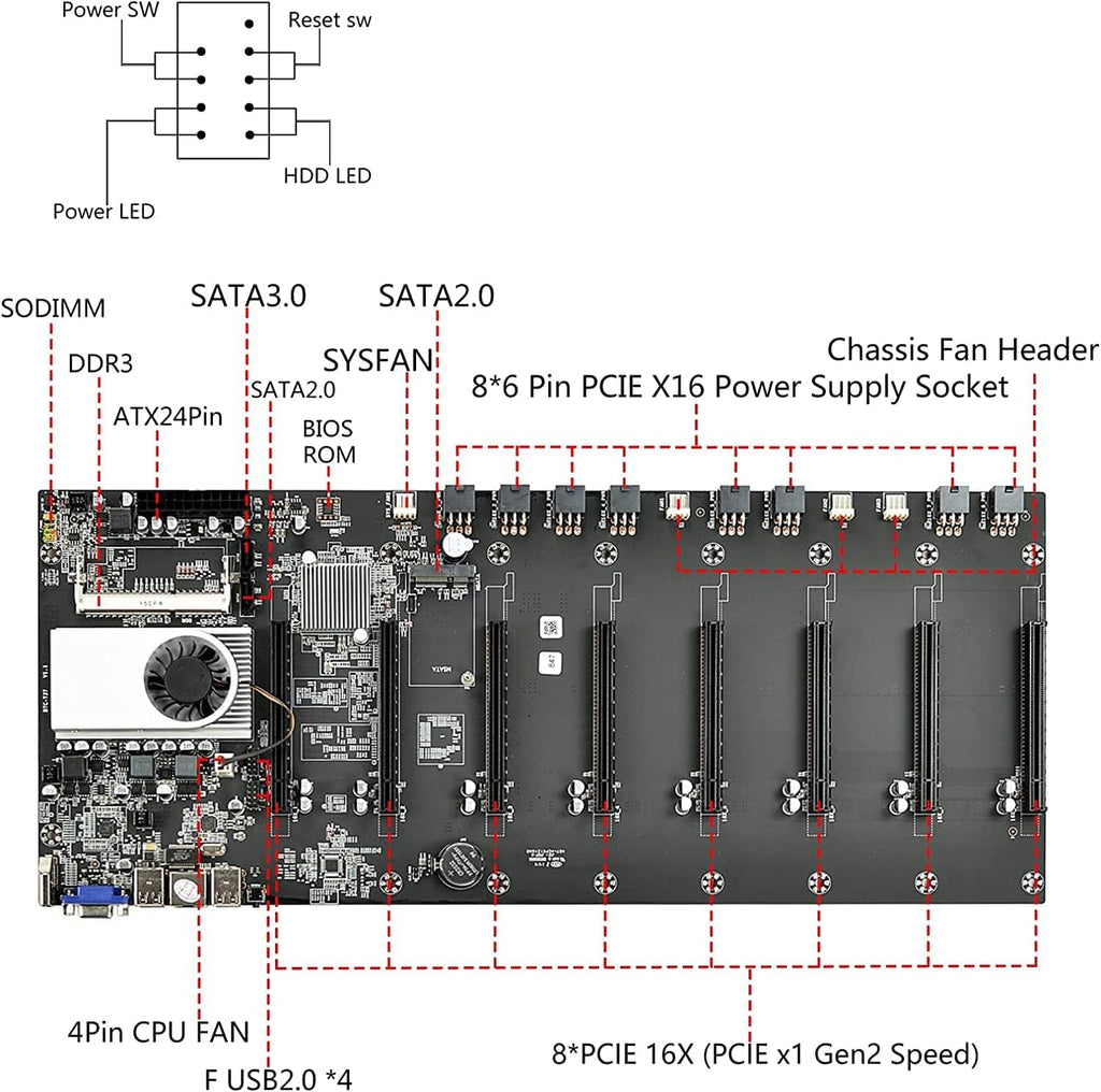 8 PCIE 16X DDR3 Mining Motherboard U51077