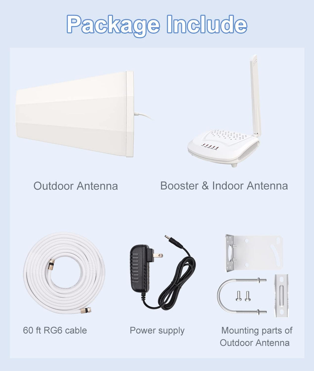 Cell Phone Signal Booster, 5 Band 3G 4G LTE, Up to 1,500 Square ft U281