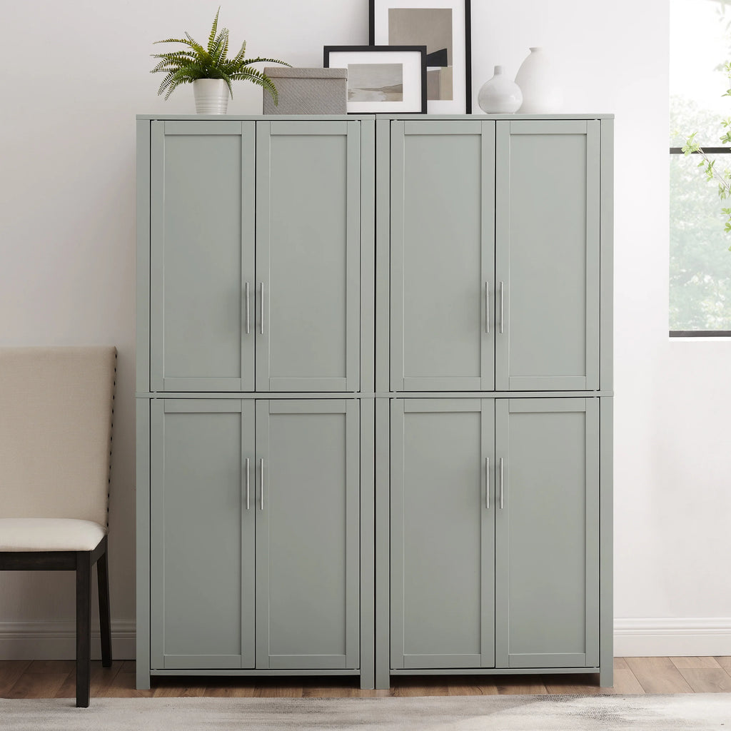 Tall Wood Pantry in Gray (Set of 2) S862