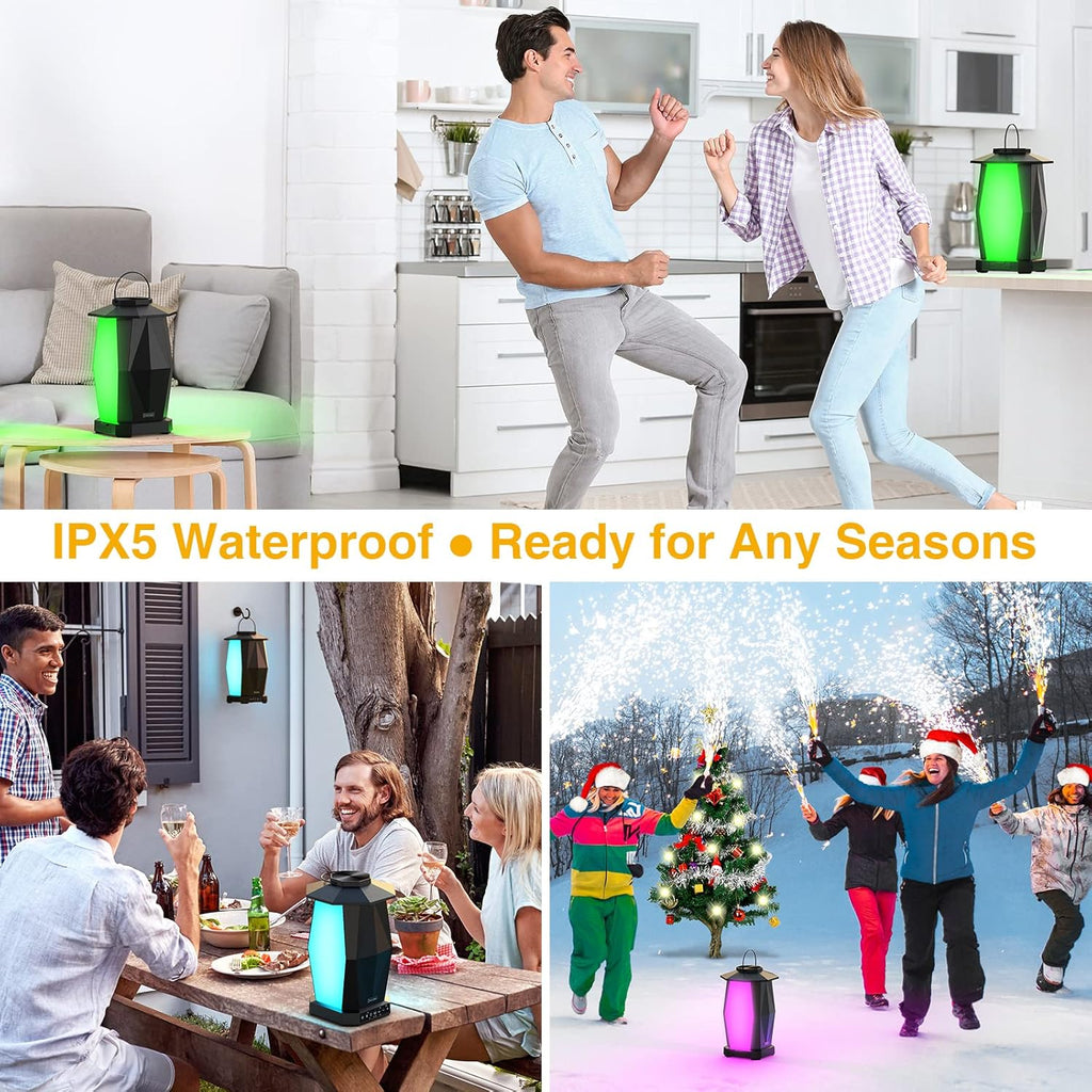 2 Pack 25W Wireless Outdoor Bluetooth Speakers with RGB LED Lights E378