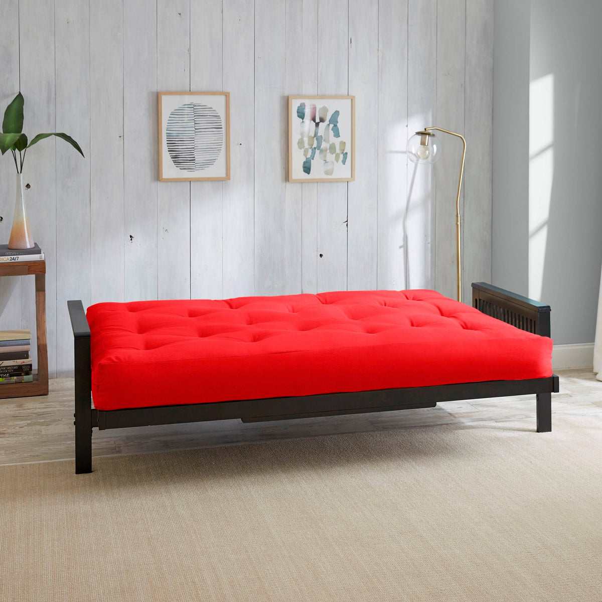 Red Cotton Queen 6-Inch Futon Mattress N880