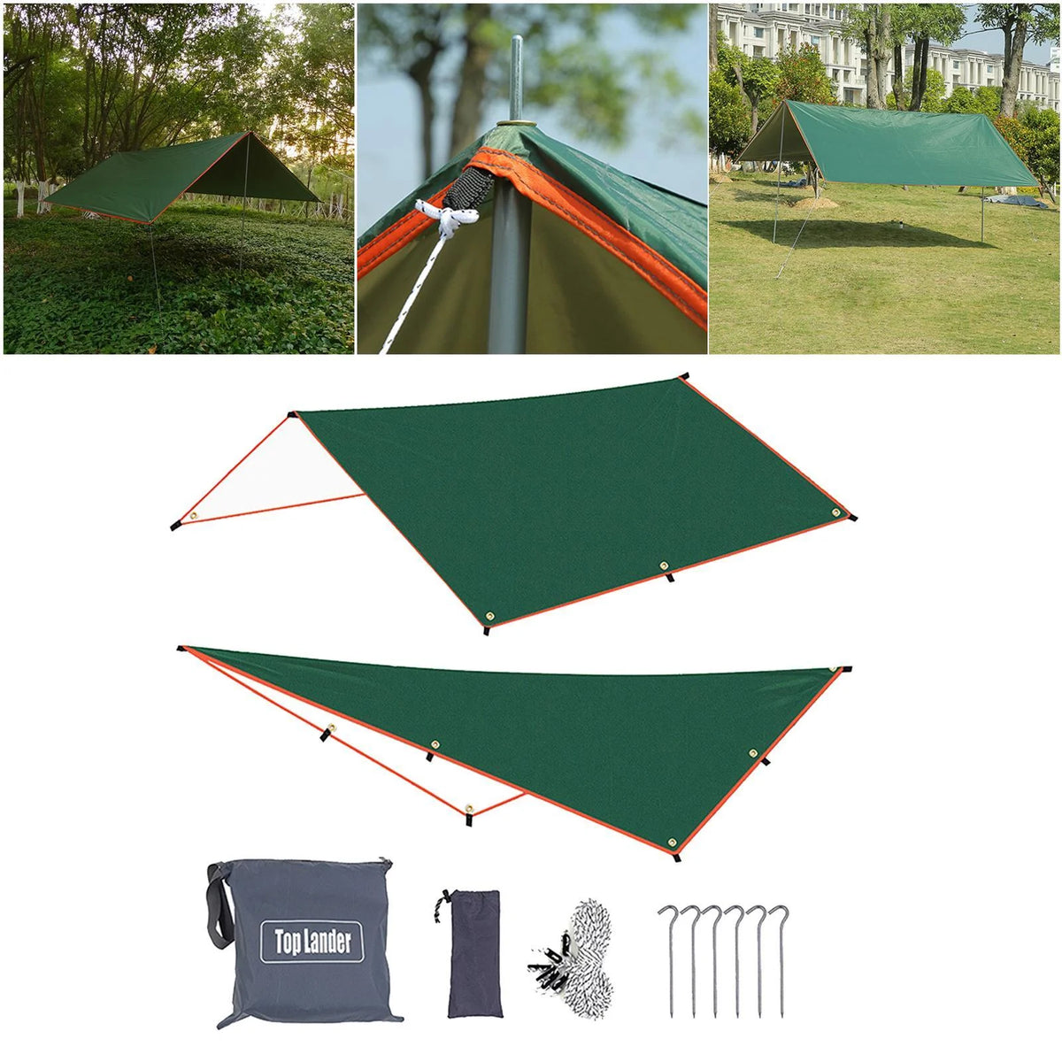 Green Waterproof Tent Tarp 300x500cm S3869