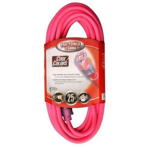 25 ft Vinyl Extension Cord Pink Lighted End T921
