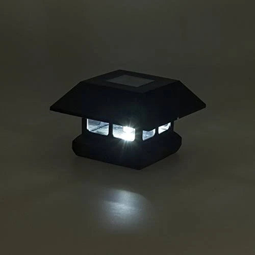 Black 8 Pack Solar Powered LED Post Cap Light V5358