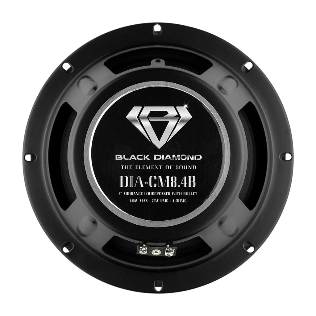 Pair of Black 8" 140 Watts 4-Ohm Mid-Range Speakers With Bullet W181007