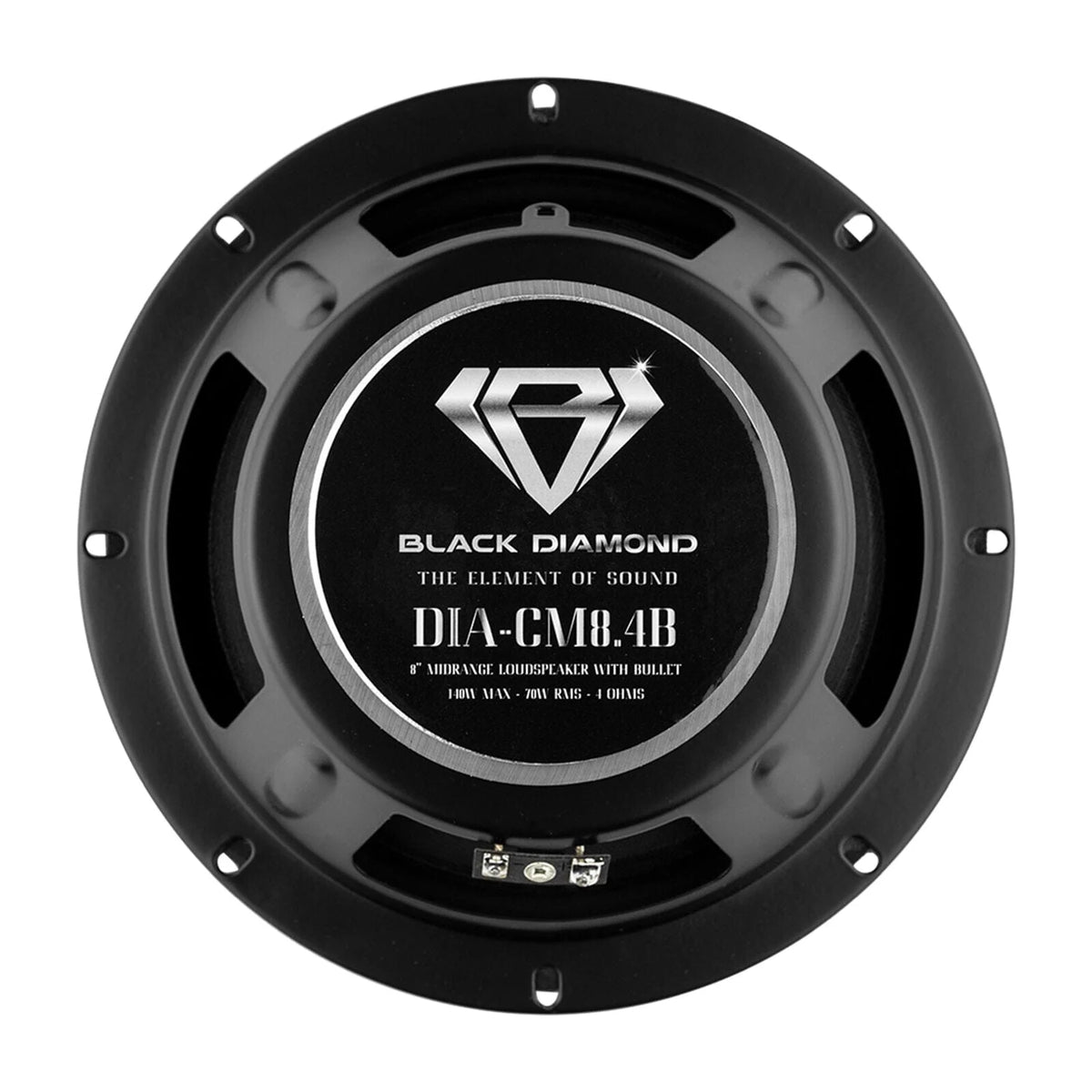 Pair of Black 8" 140 Watts 4-Ohm Mid-Range Speakers With Bullet W181007