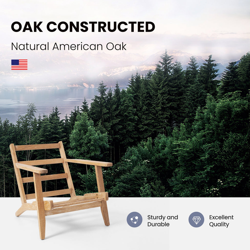 Oak Mid-Century Accent Armchair, Dark Blue U311665