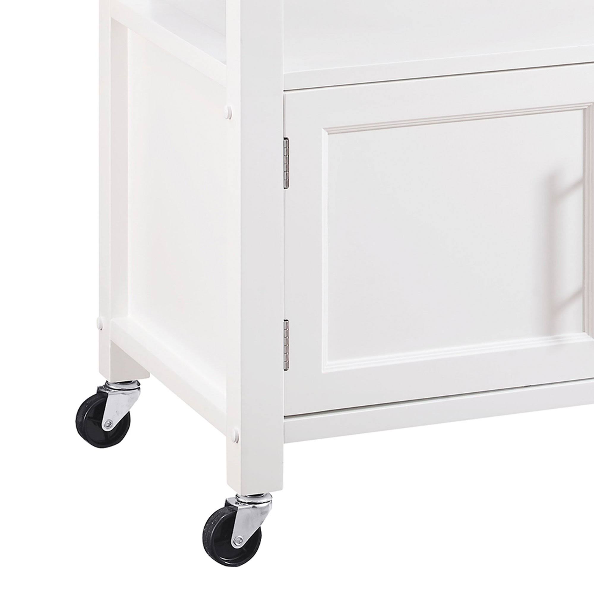 White Wooden Kitchen Cart with Granite Inlaid Top H958