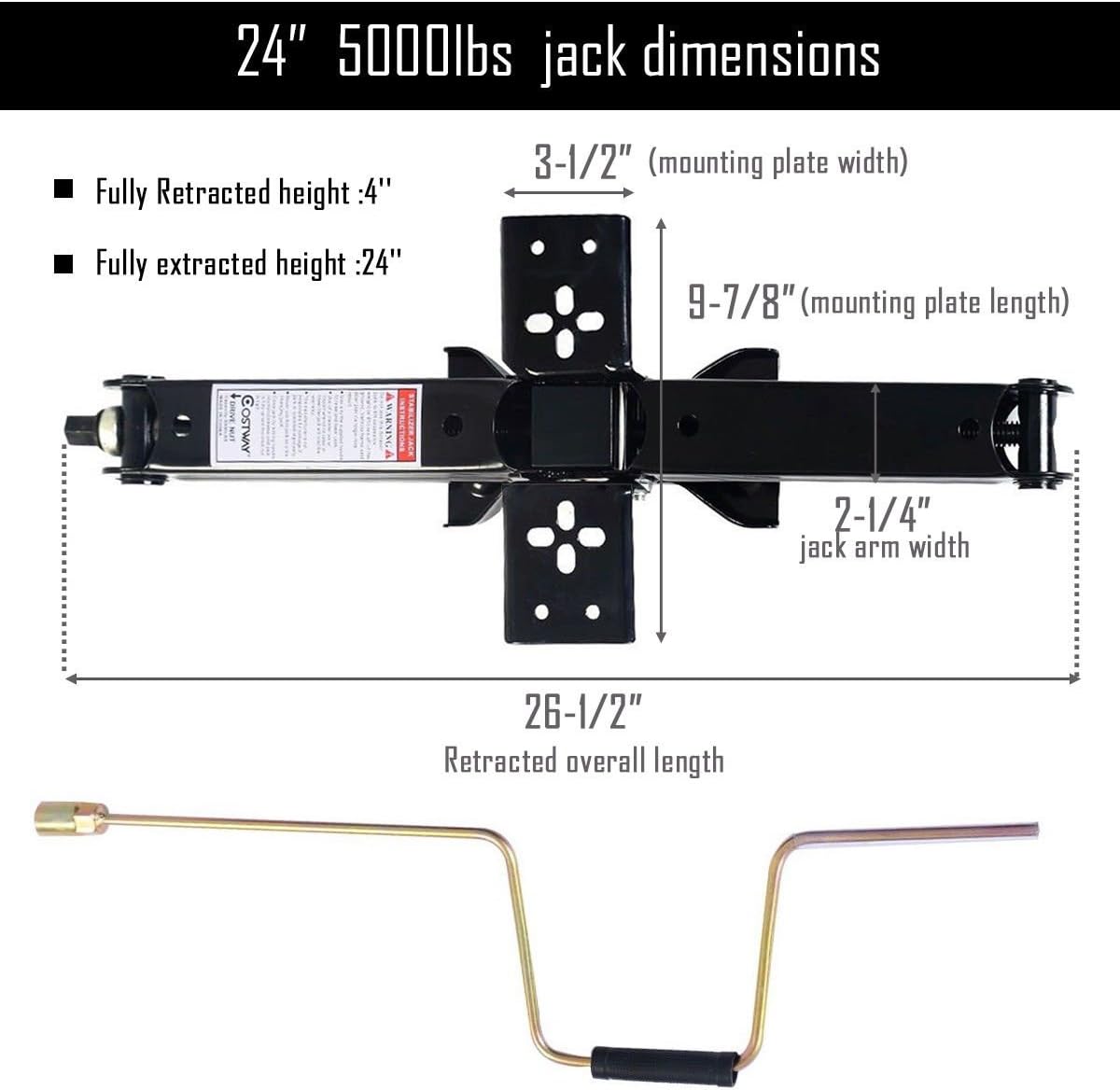 4Pcs Scissor Jack RV Camper Trailer Stabilizer with 2 Crank Handles 5000lb Steel K5452