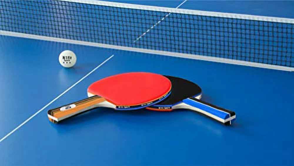 4 Professional Table Tennis Rackets, Retractable Net, 6 Balls, Carry Case Q50671
