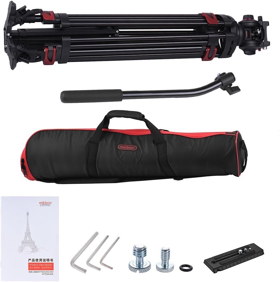 Heavy Duty Aluminum Fluid Head Video Tripod with Ground Spreader Q9196