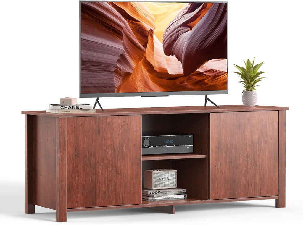 Brown Wood TV Stand with Barn Door E323320