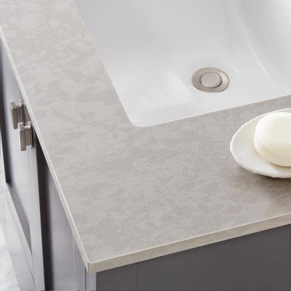 Engineered Marble Vanity Top with White Double Trough Sink X6168