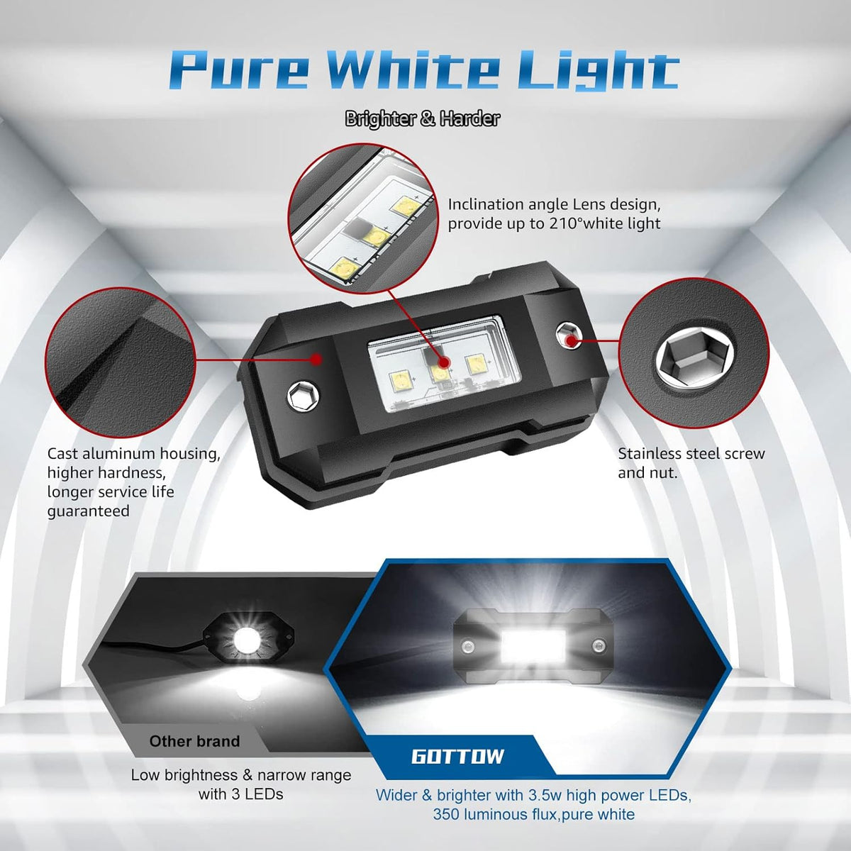 White 30 Pods Waterproof LED Rock Lights L5072