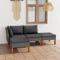 4 Piece Patio Set with Cushions Poly Rattan Gray R95687