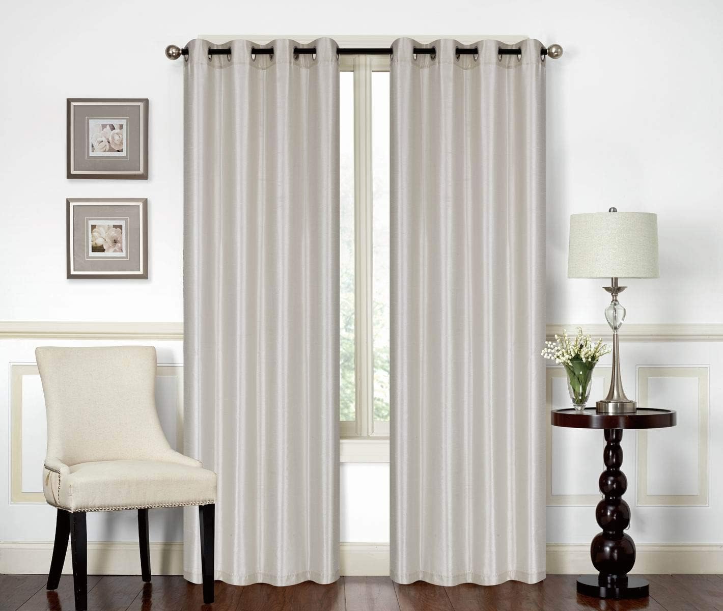 Red Solid Faux Silk Double Waterfall Valance with Tails B365368