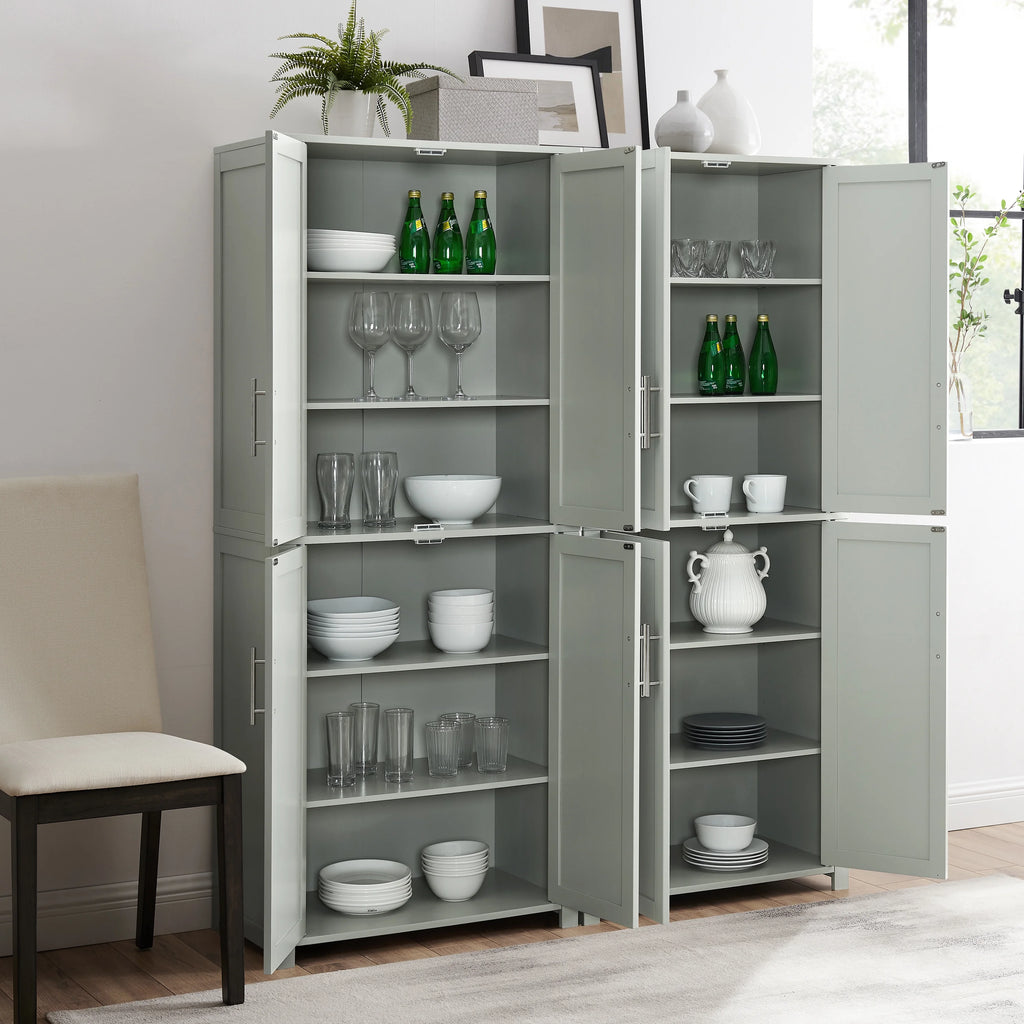 Tall Wood Pantry in Gray (Set of 2) S862