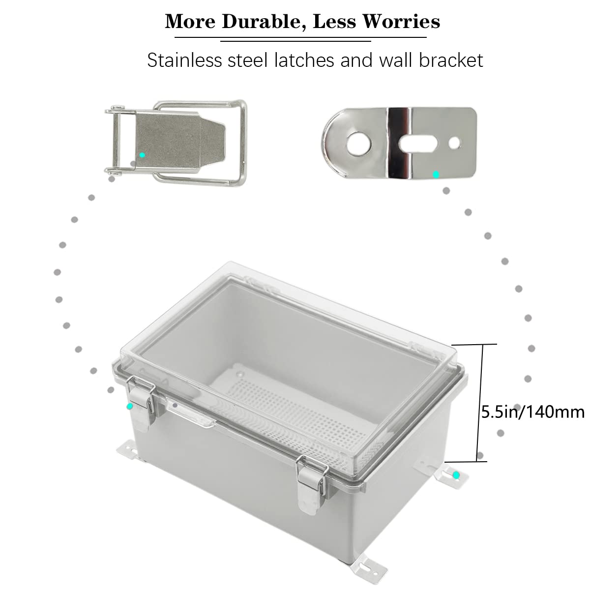 IP67 Waterproof Hinged Clear Cover Plastic Enclosure with Mounting Plate, Pack of 2 Y169