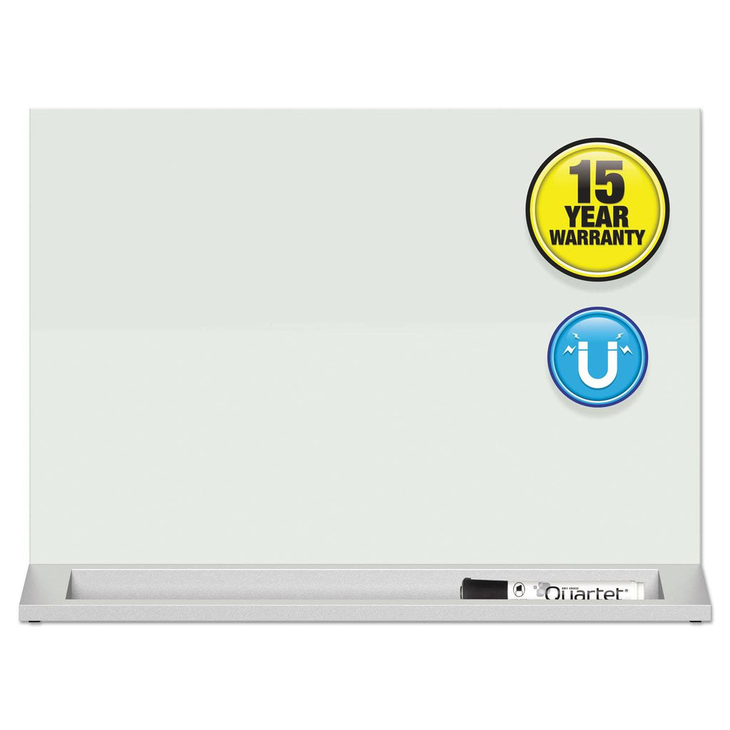 Whiteboard Desktop 17.01 in x 22.99 in Glass Magnetic Double-Sided X687278