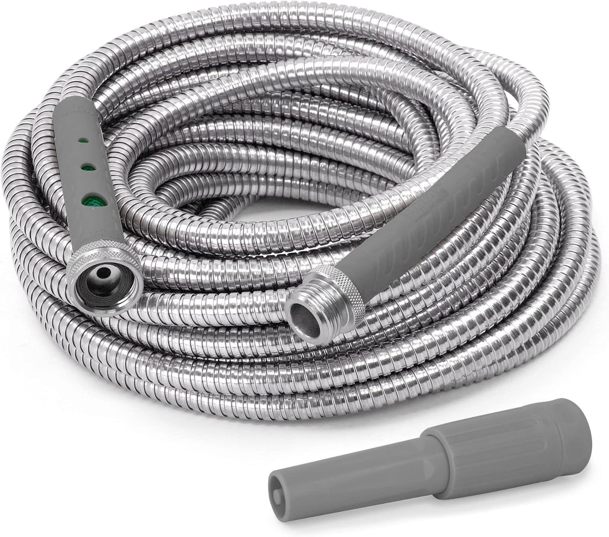 75' Lightweight 304 Stainless Steel Garden Hose with Adjustable Spray Nozzle, Red, Pack of 2 Y81903