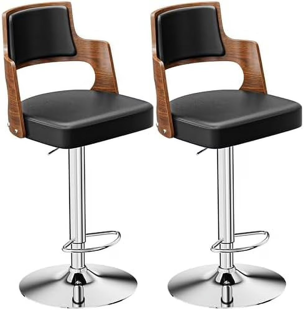 Brown PU Leather Adjustable Swivel Counter Height Stool Set of 2 B7778