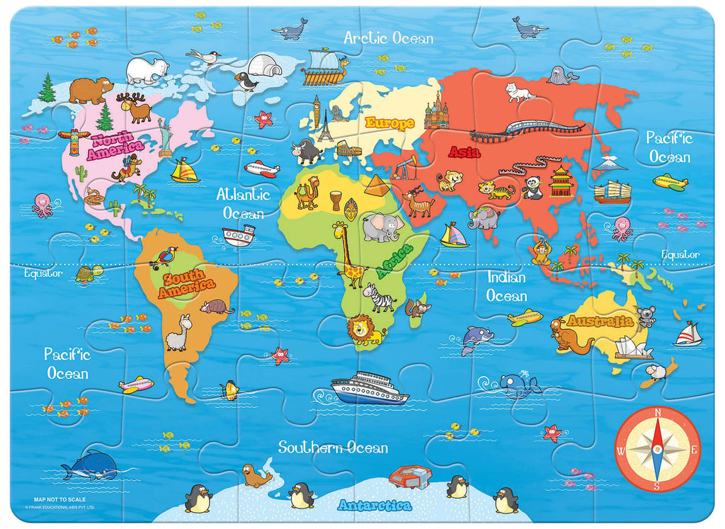 World Map Puzzle 24 Pieces Jigsaw Puzzle For Kids Age 4 Years Old And Above R788