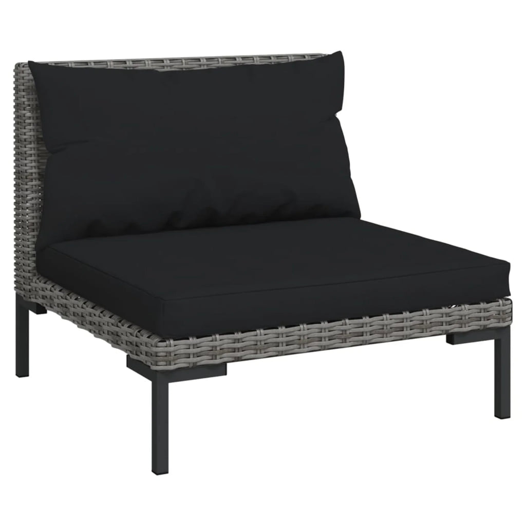 9 Piece Poly Rattan Patio Set with Cushions Dark Gray G1483