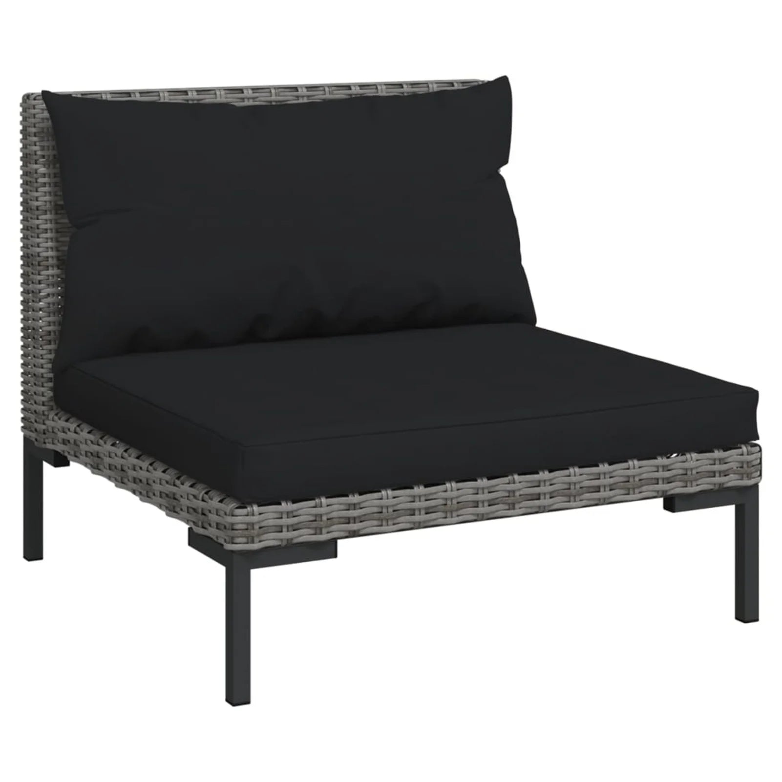 9 Piece Poly Rattan Patio Set with Cushions Dark Gray G1483