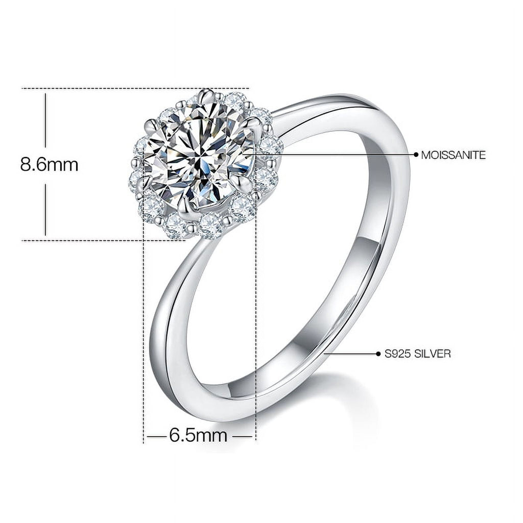 1 Carat Round Cut Moissanite Pave Prong Set Engagement Ring F9271