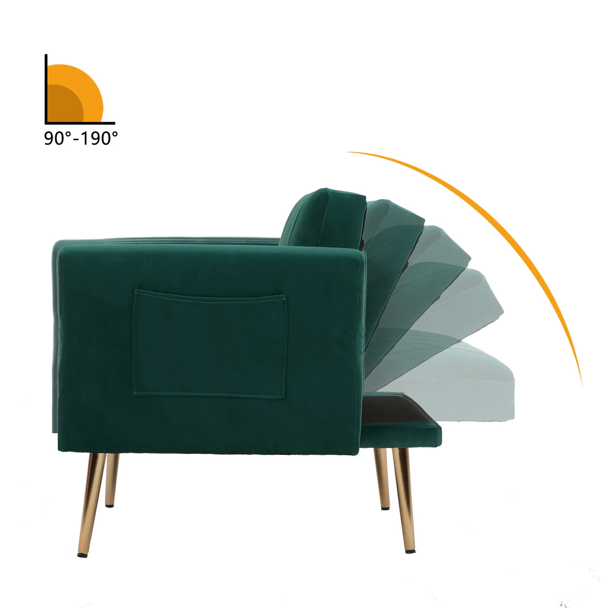 Velvet Accent Chair with Ottoman Set, Gold Legs, Upholstered Single Sofa A58544