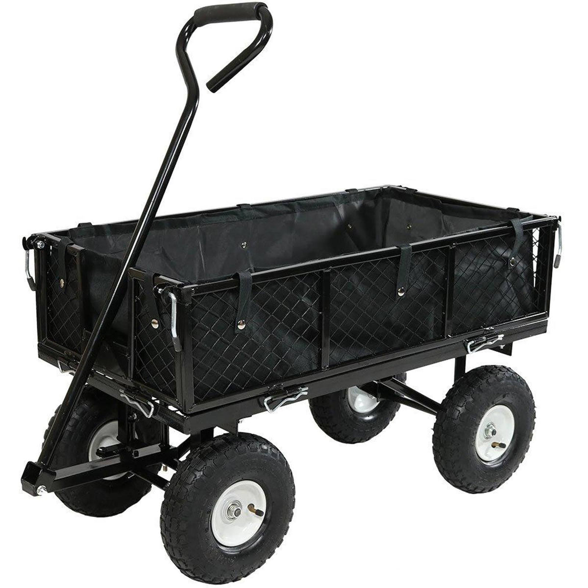 Black Utility Cart with Folding Sides and Liner K3847