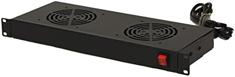 1U Rack Cabinet Mounted Server Cooling System with 2 Fans 110V Blk B9487