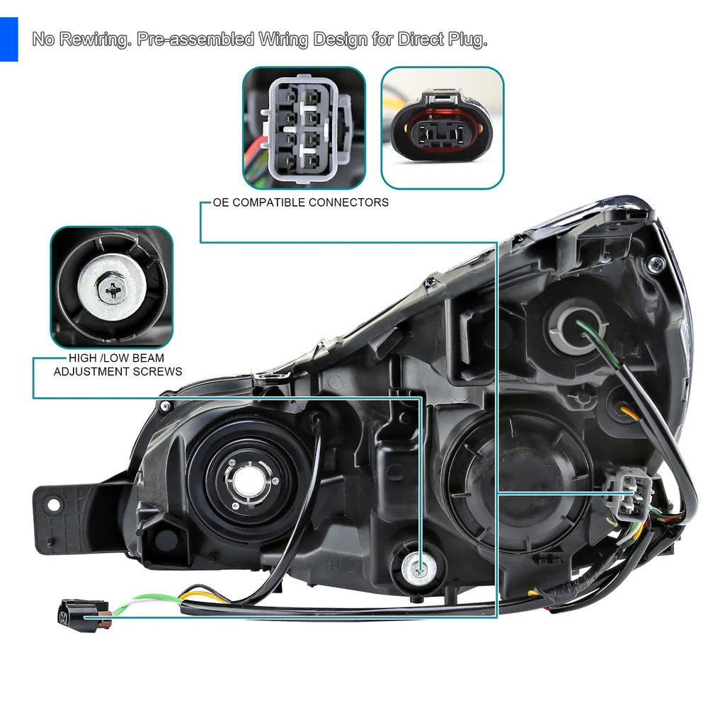 Chrome Housing Clear Lens Projector Headlight D74957