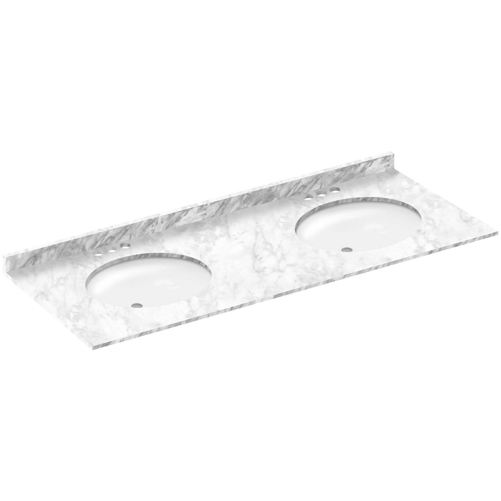 White Double Vanity Top with Backsplash V628