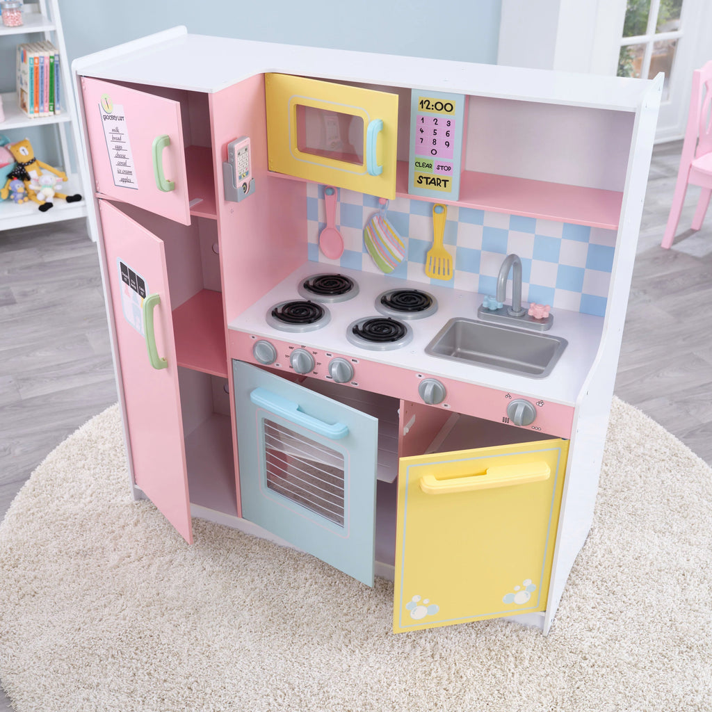 Pastel Wooden Play Kitchen with Play Phone Z1000