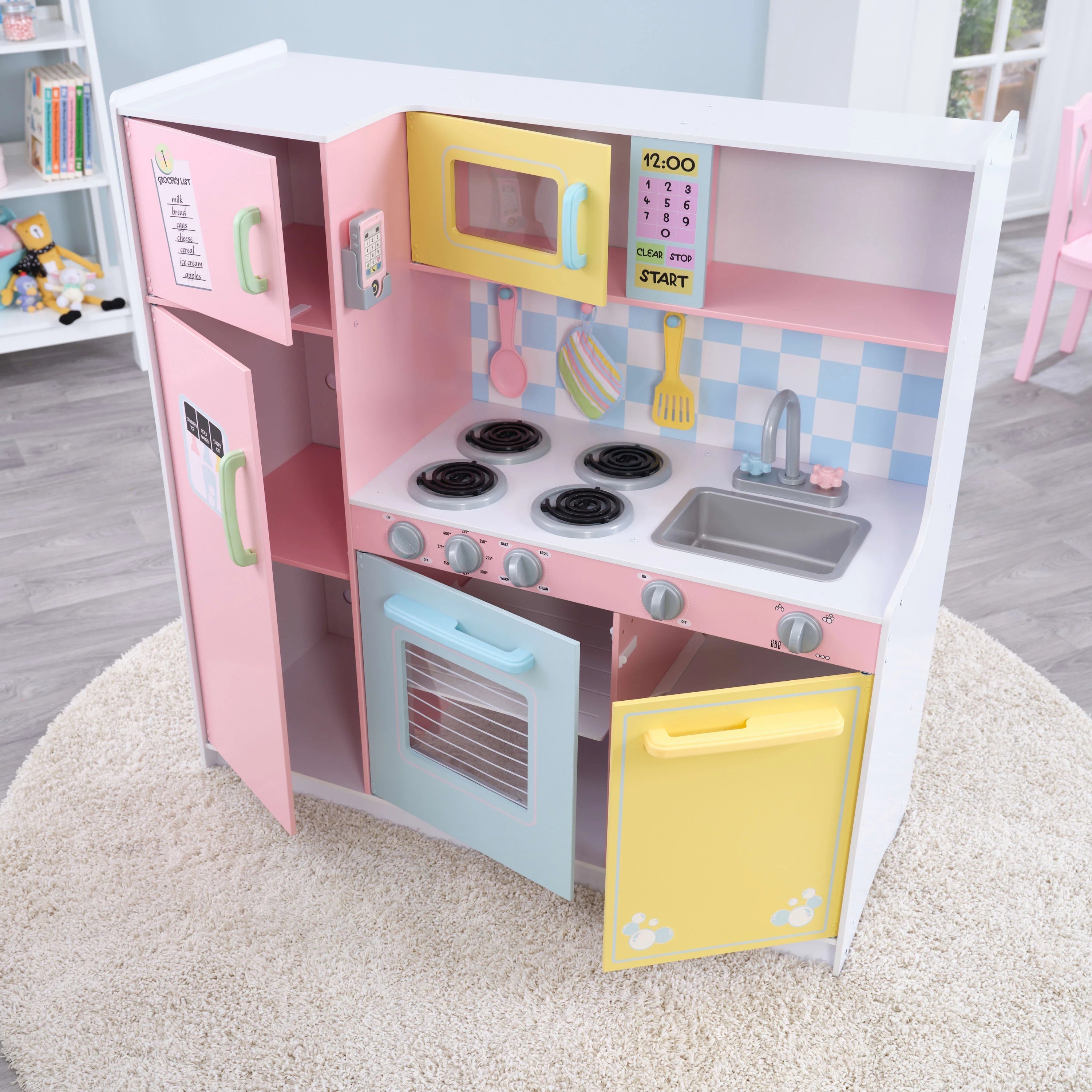 Pastel Wooden Play Kitchen with Play Phone Z1000