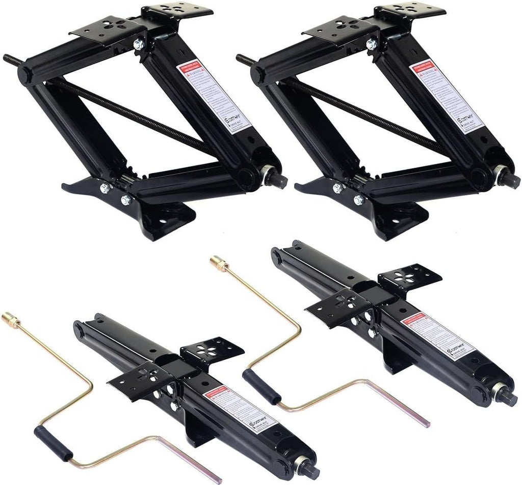 4Pcs Scissor Jack RV Camper Trailer Stabilizer with 2 Crank Handles 5000lb Steel K5452